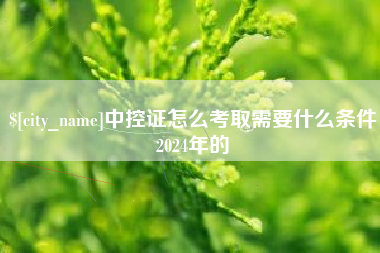 鄄城中控证怎么考取需要什么条件2024年的